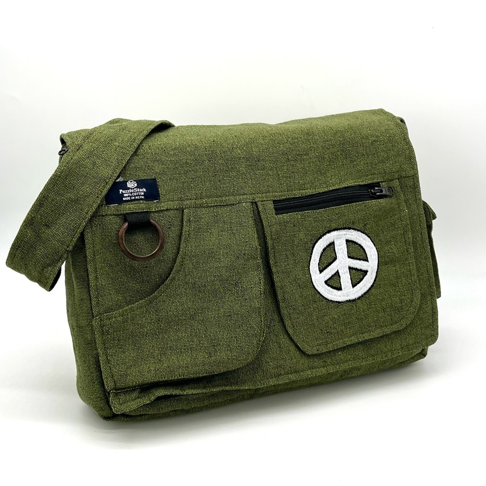 Multi pocket Cotton Embroidered Laptop Messenger Bag